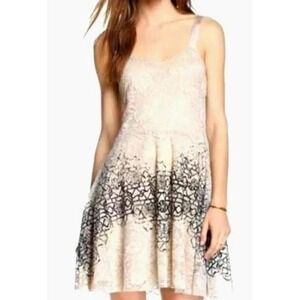 Free People Lace Slip Dress Nude Black Ombre‎ Floral Size L